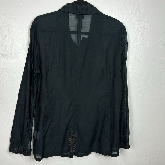 Sportalm Kitzbuhel Black Cotton Silk Blend Embellished Button Down Shirt Size M - Picture 4 of 11